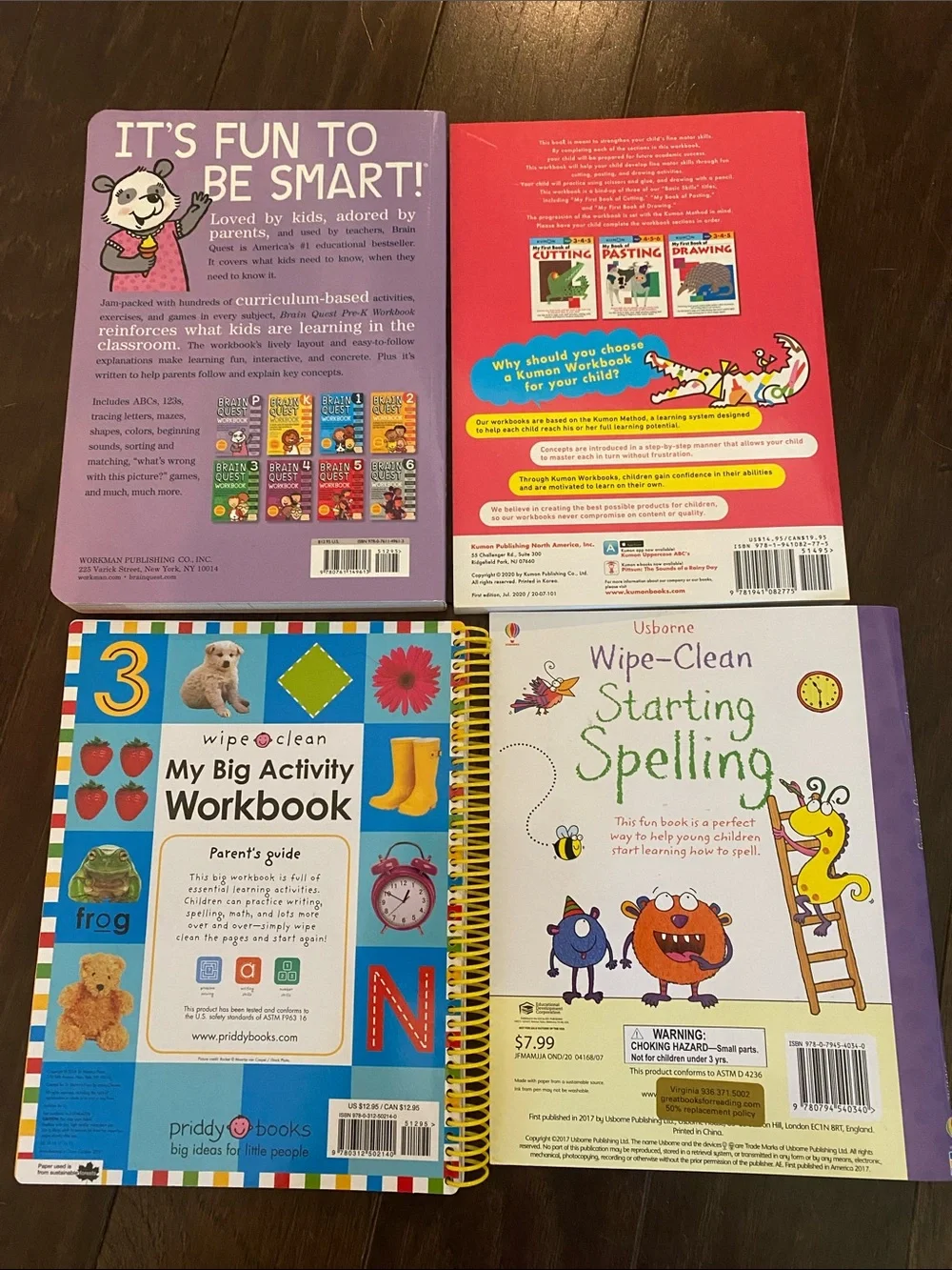 Pre-K or K bundle! Two Wipe-Clean books, a workbook and arts/crafts book.